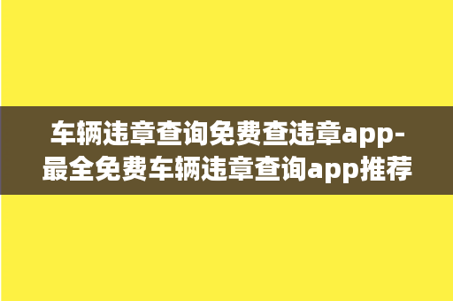 车辆违章查询免费查违章app-最全免费车辆违章查询app推荐