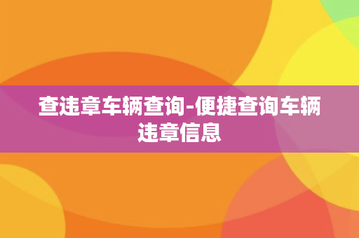 查违章车辆查询-便捷查询车辆违章信息