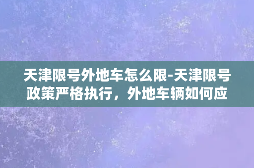 天津限号外地车怎么限-天津限号政策严格执行，外地车辆如何应对？