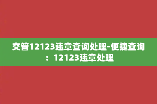 交管12123违章查询处理-便捷查询：12123违章处理