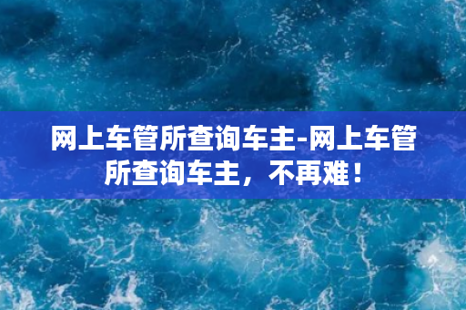 网上车管所查询车主-网上车管所查询车主，不再难！