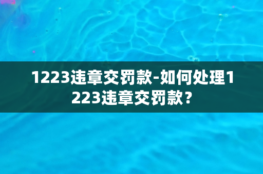 1223违章交罚款-如何处理1223违章交罚款？