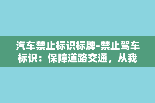 汽车禁止标识标牌-禁止驾车标识：保障道路交通，从我做起