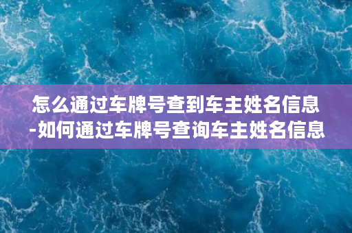 怎么通过车牌号查到车主姓名信息-如何通过车牌号查询车主姓名信息