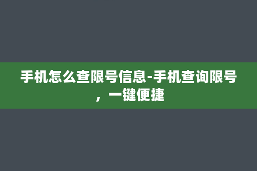 手机怎么查限号信息-手机查询限号，一键便捷