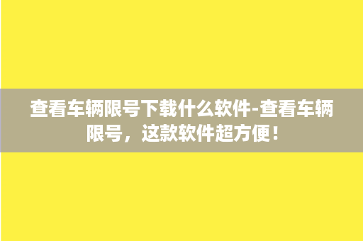 查看车辆限号下载什么软件-查看车辆限号，这款软件超方便！