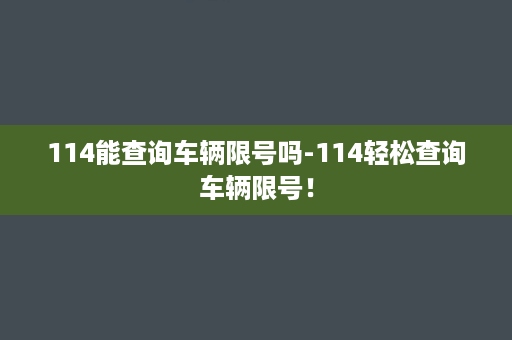 114能查询车辆限号吗-114轻松查询车辆限号！