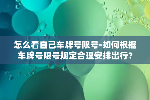 怎么看自己车牌号限号-如何根据车牌号限号规定合理安排出行？