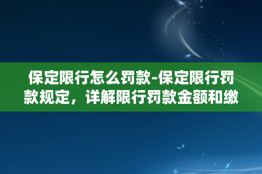 保定限行怎么罚款-保定限行罚款规定，详解限行罚款金额和缴纳方式