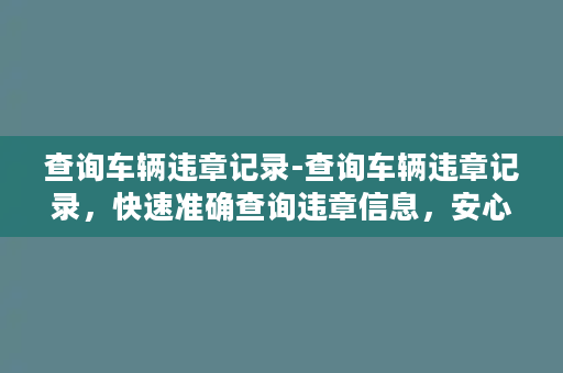 查询车辆违章记录-查询车辆违章记录，快速准确查询违章信息，安心出行！