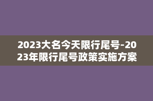 2023大名今天限行尾号-2023年限行尾号政策实施方案及影响分析。