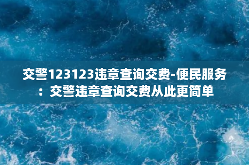 交警123123违章查询交费-便民服务：交警违章查询交费从此更简单