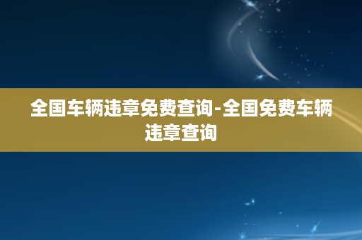 全国车辆违章免费查询-全国免费车辆违章查询