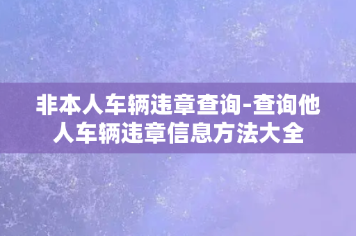 非本人车辆违章查询-查询他人车辆违章信息方法大全