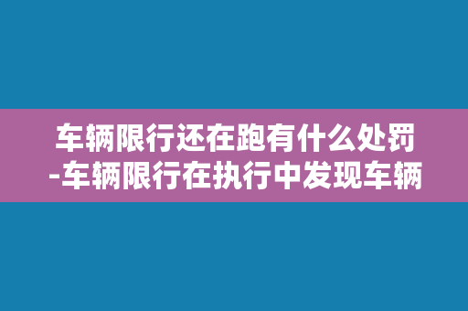 车辆限行还在跑有什么处罚-车辆限行在执行中发现车辆违规，罚款是必然的！