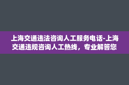 上海交通违法咨询人工服务电话-上海交通违规咨询人工热线，专业解答您的交通疑问！