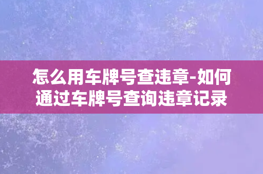 怎么用车牌号查违章-如何通过车牌号查询违章记录