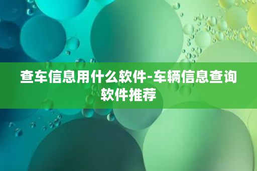 查车信息用什么软件-车辆信息查询软件推荐