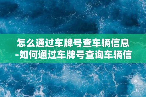 怎么通过车牌号查车辆信息-如何通过车牌号查询车辆信息？