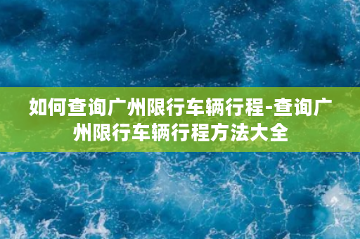 如何查询广州限行车辆行程-查询广州限行车辆行程方法大全