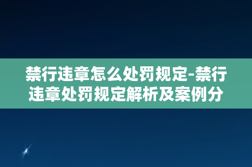 禁行违章怎么处罚规定-禁行违章处罚规定解析及案例分享