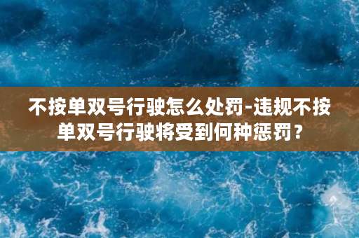 不按单双号行驶怎么处罚-违规不按单双号行驶将受到何种惩罚？