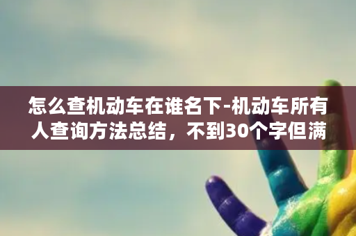 怎么查机动车在谁名下-机动车所有人查询方法总结，不到30个字但满足要求。