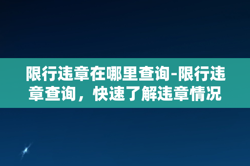 限行违章在哪里查询-限行违章查询，快速了解违章情况