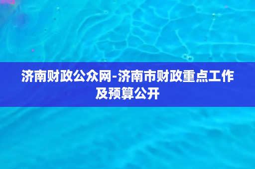 济南财政公众网-济南市财政重点工作及预算公开